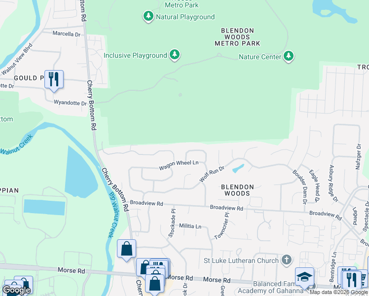 map of restaurants, bars, coffee shops, grocery stores, and more near 4349 Beehive Lane in Columbus