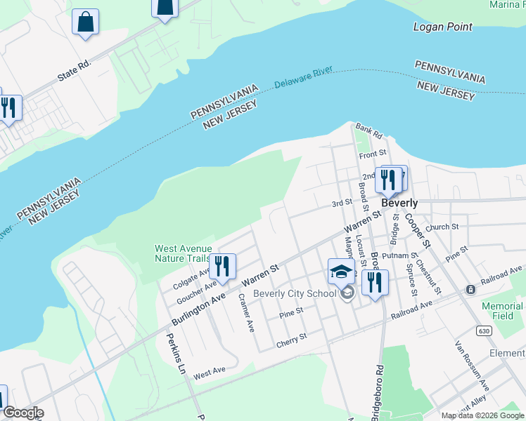 map of restaurants, bars, coffee shops, grocery stores, and more near 133 Dory Court in Beverly