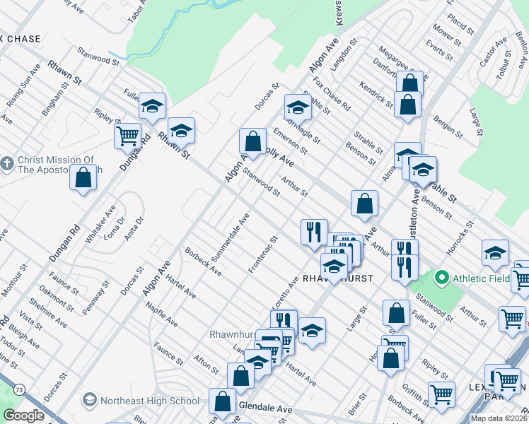 map of restaurants, bars, coffee shops, grocery stores, and more near 1720 Fuller Street in Philadelphia