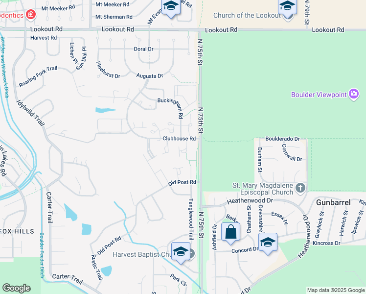map of restaurants, bars, coffee shops, grocery stores, and more near 4963 Sundance Square in Boulder