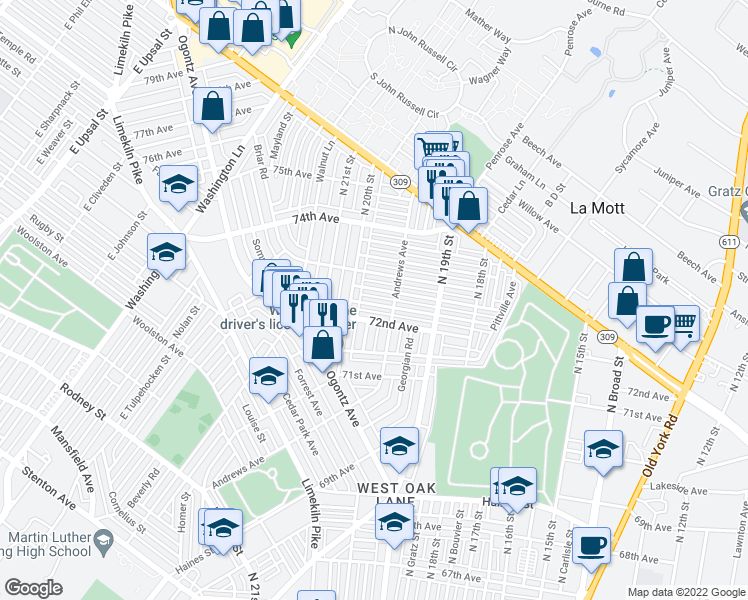 map of restaurants, bars, coffee shops, grocery stores, and more near 1981 Plymouth Street in Philadelphia