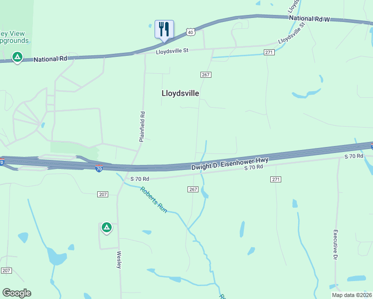 map of restaurants, bars, coffee shops, grocery stores, and more near 67256 Ray Road in Saint Clairsville