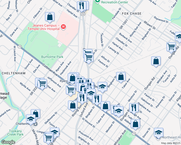 map of restaurants, bars, coffee shops, grocery stores, and more near 926 Shelmire Avenue in Philadelphia