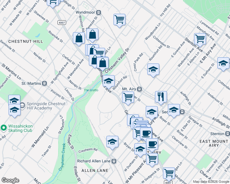 map of restaurants, bars, coffee shops, grocery stores, and more near in Philadelphia