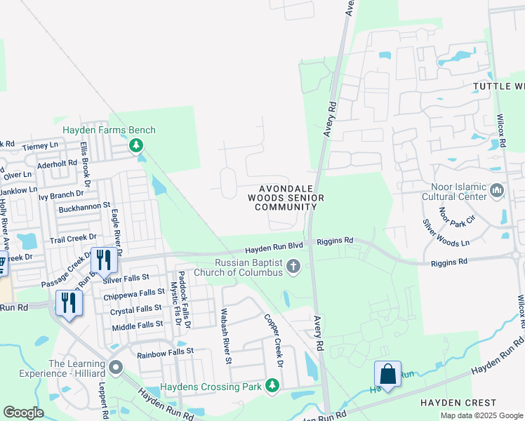 map of restaurants, bars, coffee shops, grocery stores, and more near 6444 Delta Loop in Dublin