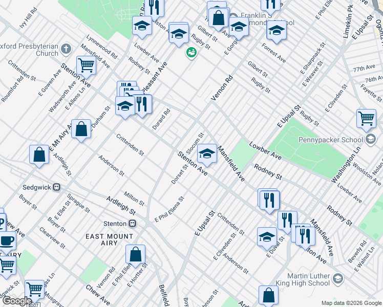map of restaurants, bars, coffee shops, grocery stores, and more near 908 Slocum Street in Philadelphia