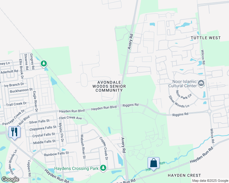 map of restaurants, bars, coffee shops, grocery stores, and more near 6414 Delta Loop in Dublin