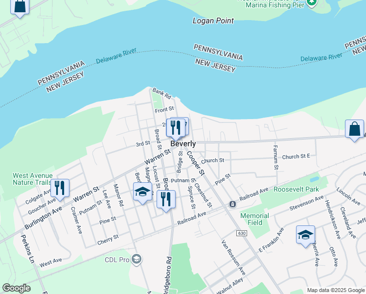 map of restaurants, bars, coffee shops, grocery stores, and more near in Beverly