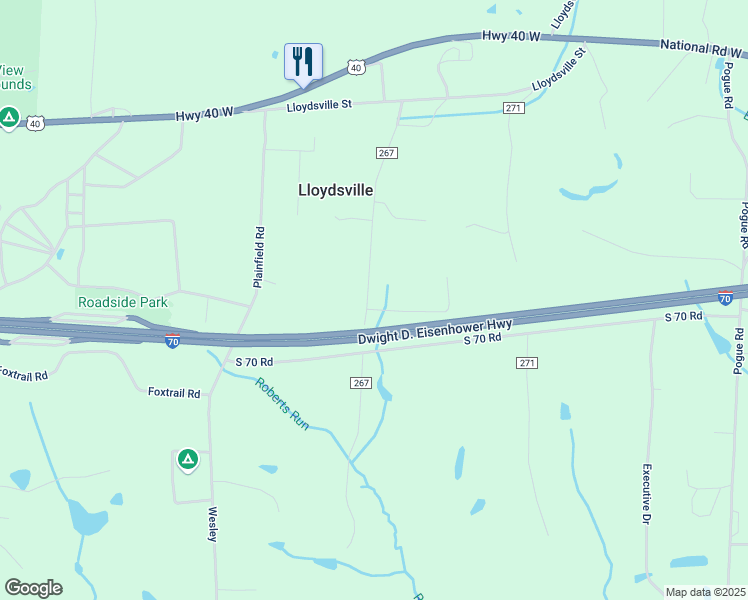 map of restaurants, bars, coffee shops, grocery stores, and more near 67261 Ray Road in Saint Clairsville