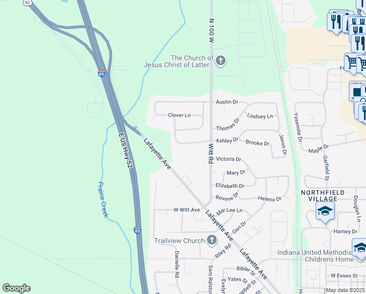 map of restaurants, bars, coffee shops, grocery stores, and more near 1723 Ashley Drive in Lebanon