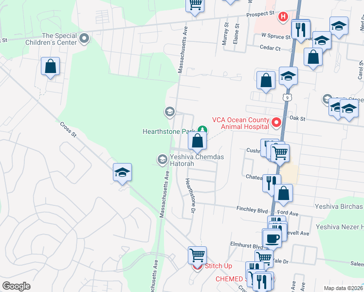 map of restaurants, bars, coffee shops, grocery stores, and more near 869 Morris Avenue in Lakewood