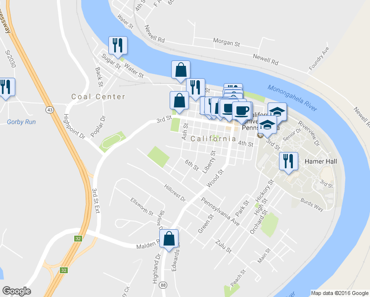 map of restaurants, bars, coffee shops, grocery stores, and more near 104 5th Street in California