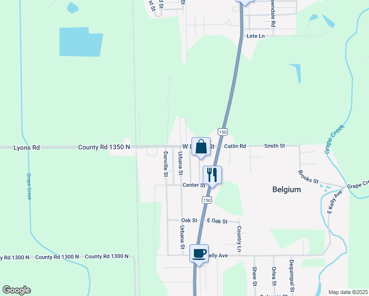map of restaurants, bars, coffee shops, grocery stores, and more near 110 West Lyons Street in Westville