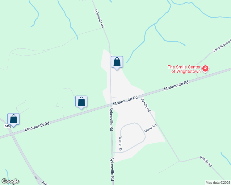 map of restaurants, bars, coffee shops, grocery stores, and more near 291 Sykesville Road in Burlington County