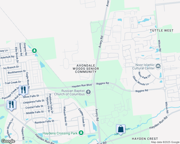 map of restaurants, bars, coffee shops, grocery stores, and more near 6418 Delta Loop in Dublin