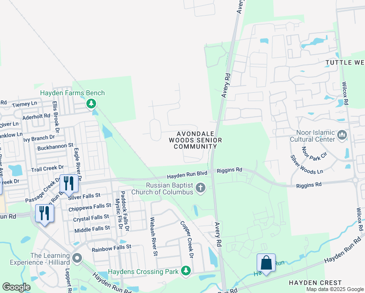 map of restaurants, bars, coffee shops, grocery stores, and more near 6302 Delta Loop in Dublin