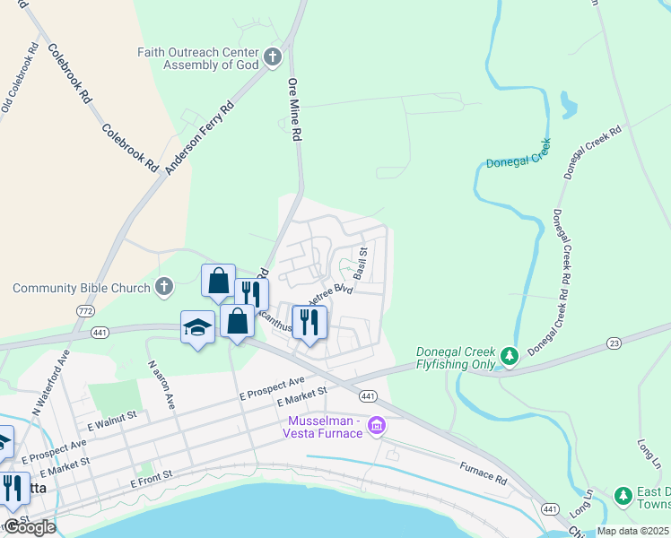 map of restaurants, bars, coffee shops, grocery stores, and more near 213 Basil Street in Marietta