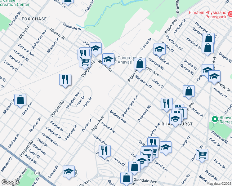 map of restaurants, bars, coffee shops, grocery stores, and more near 7938 Algon Ave in Philadelphia