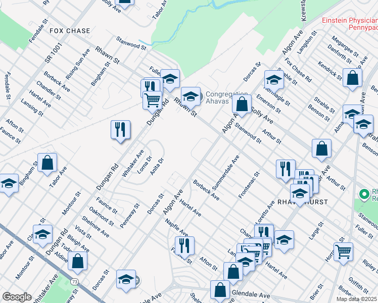 map of restaurants, bars, coffee shops, grocery stores, and more near 7926 Dorcas Street in Philadelphia