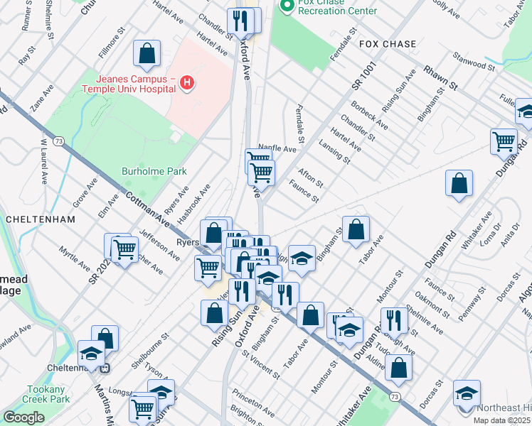 map of restaurants, bars, coffee shops, grocery stores, and more near 926 Shelmire Avenue in Philadelphia
