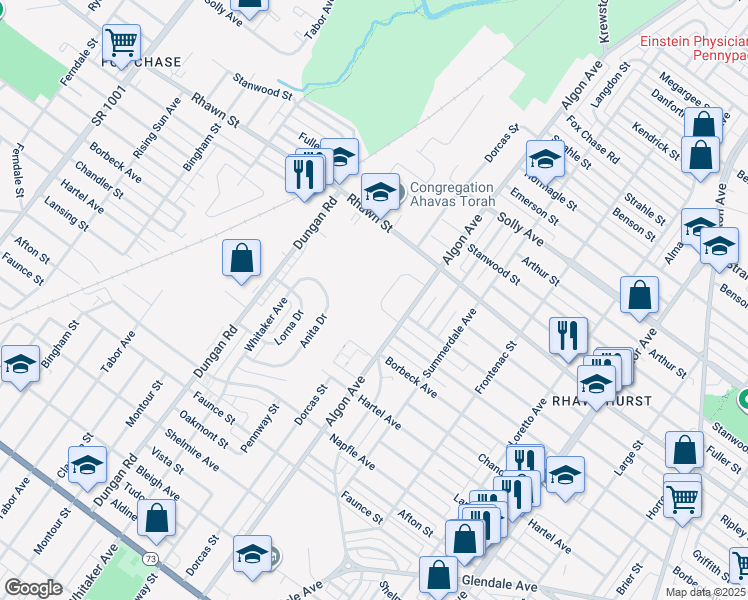 map of restaurants, bars, coffee shops, grocery stores, and more near 7926 Dorcas Street in Philadelphia