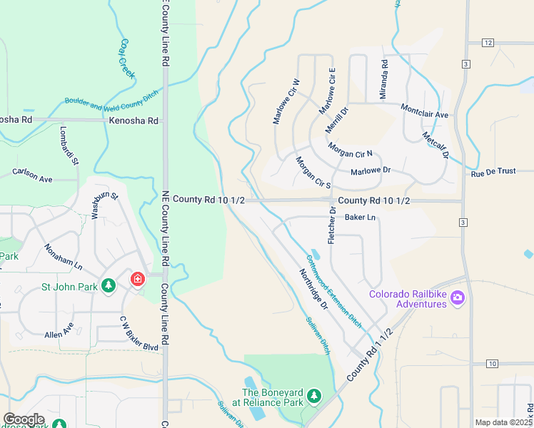 map of restaurants, bars, coffee shops, grocery stores, and more near 1447 Northridge Drive in Erie