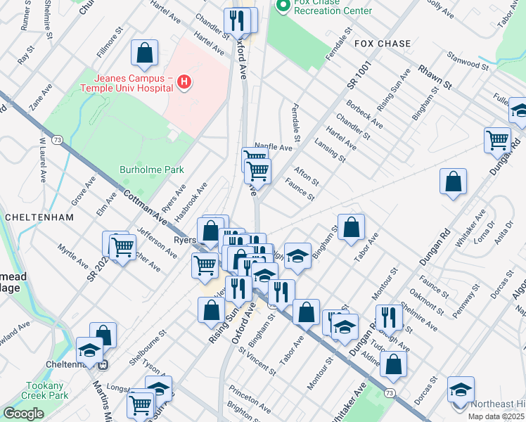 map of restaurants, bars, coffee shops, grocery stores, and more near 926 Shelmire Avenue in Philadelphia