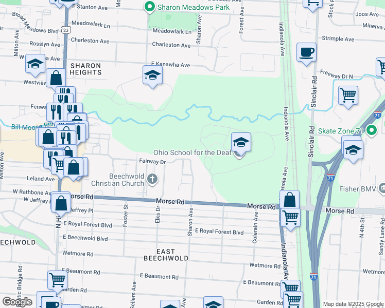 map of restaurants, bars, coffee shops, grocery stores, and more near 396 Fairway Drive in Columbus