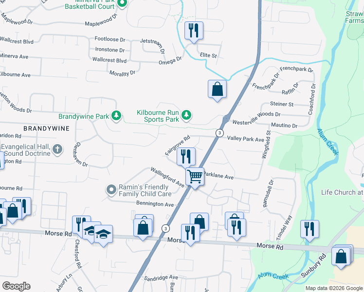 map of restaurants, bars, coffee shops, grocery stores, and more near 4581 Stonehedge Road in Columbus