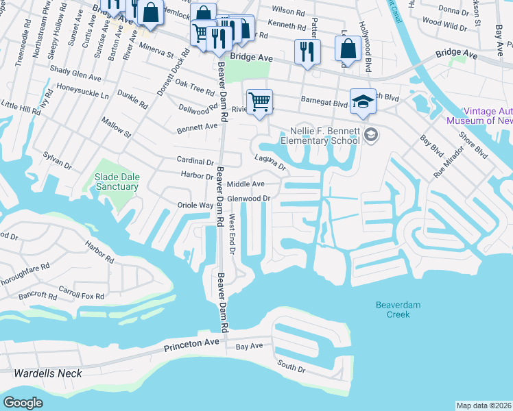 map of restaurants, bars, coffee shops, grocery stores, and more near 1626 Center Street in Point Pleasant