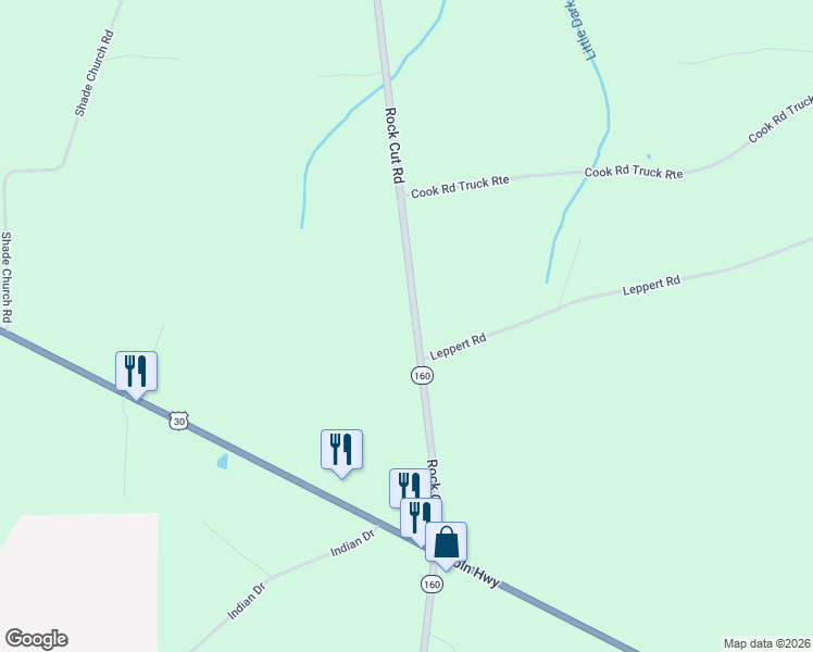 map of restaurants, bars, coffee shops, grocery stores, and more near 1332 Rock Cut Road in Central City