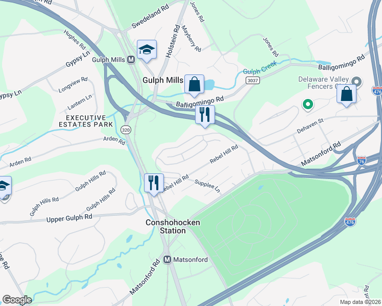 map of restaurants, bars, coffee shops, grocery stores, and more near 227 Lookout Place in Wayne