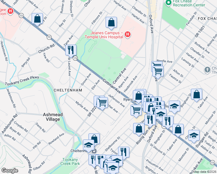 map of restaurants, bars, coffee shops, grocery stores, and more near 313 Jefferson Avenue in Montgomery County