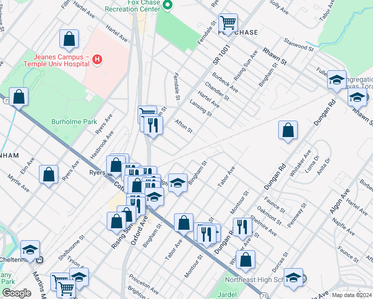 map of restaurants, bars, coffee shops, grocery stores, and more near 946 Oakmont Street in Philadelphia