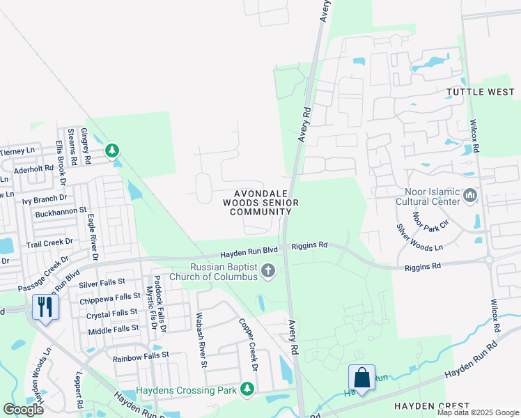 map of restaurants, bars, coffee shops, grocery stores, and more near in Columbus