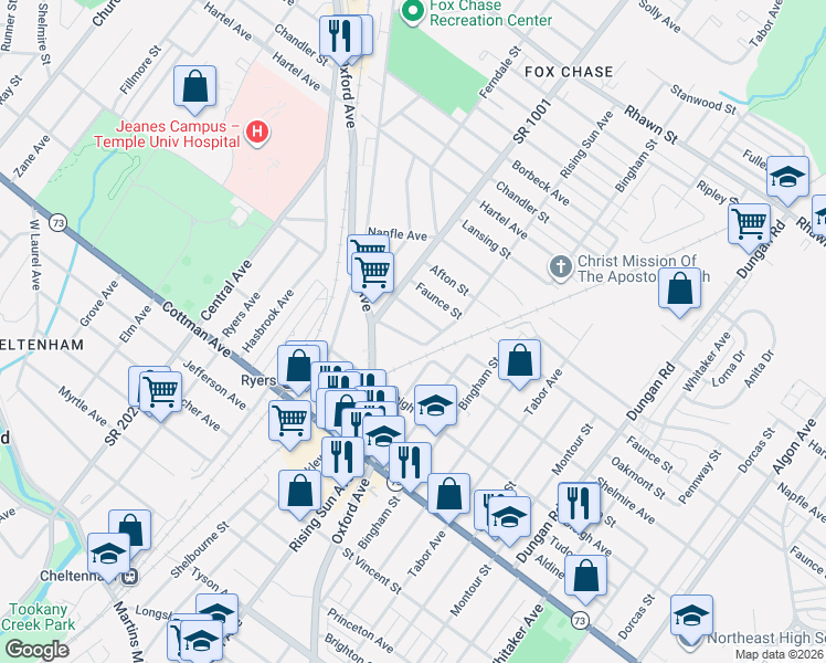 map of restaurants, bars, coffee shops, grocery stores, and more near 926 Shelmire Avenue in Philadelphia