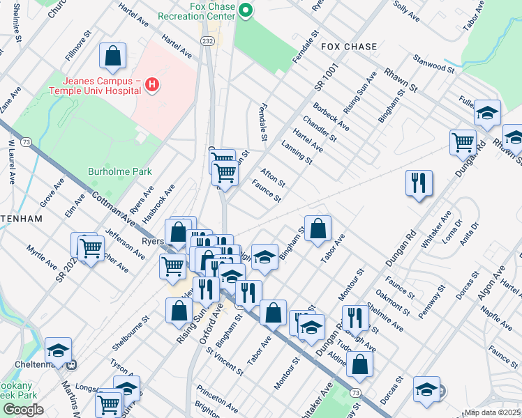 map of restaurants, bars, coffee shops, grocery stores, and more near 940 Oakmont Street in Philadelphia