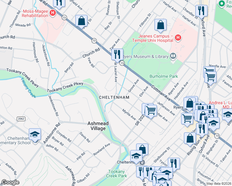 map of restaurants, bars, coffee shops, grocery stores, and more near West Laurel Avenue in Montgomery