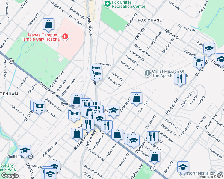 map of restaurants, bars, coffee shops, grocery stores, and more near 946 Oakmont Street in Philadelphia