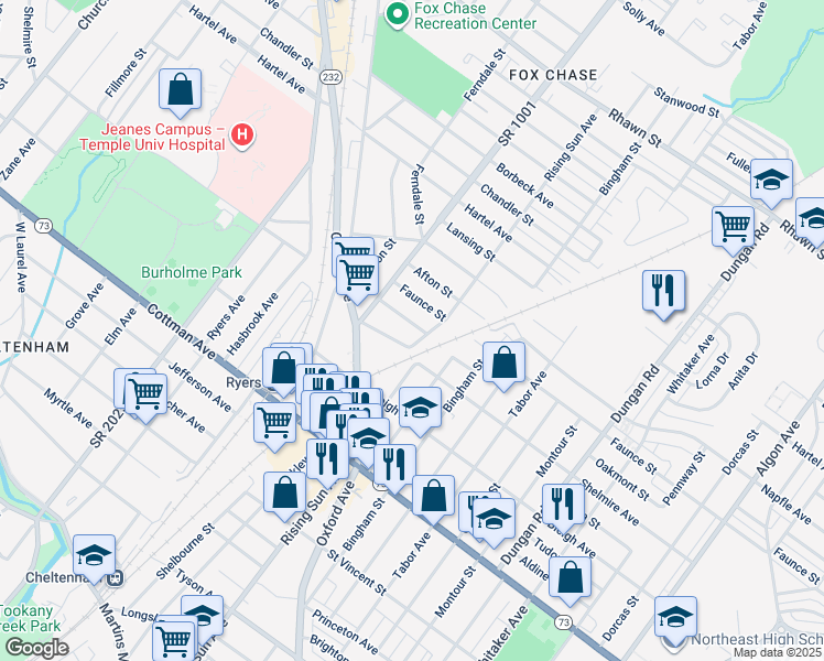 map of restaurants, bars, coffee shops, grocery stores, and more near 946 Oakmont Street in Philadelphia