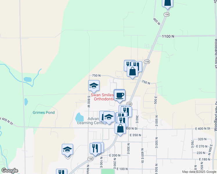 map of restaurants, bars, coffee shops, grocery stores, and more near 703 North 140 East in Salem