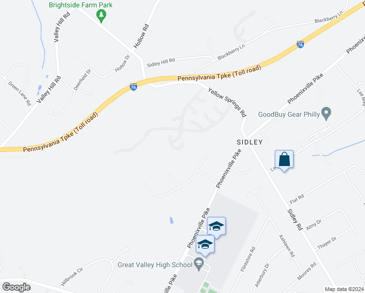 map of restaurants, bars, coffee shops, grocery stores, and more near 167 Avon Court in Malvern