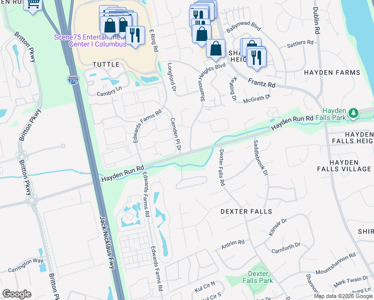 map of restaurants, bars, coffee shops, grocery stores, and more near 5497 Shannon Heights Boulevard in Dublin