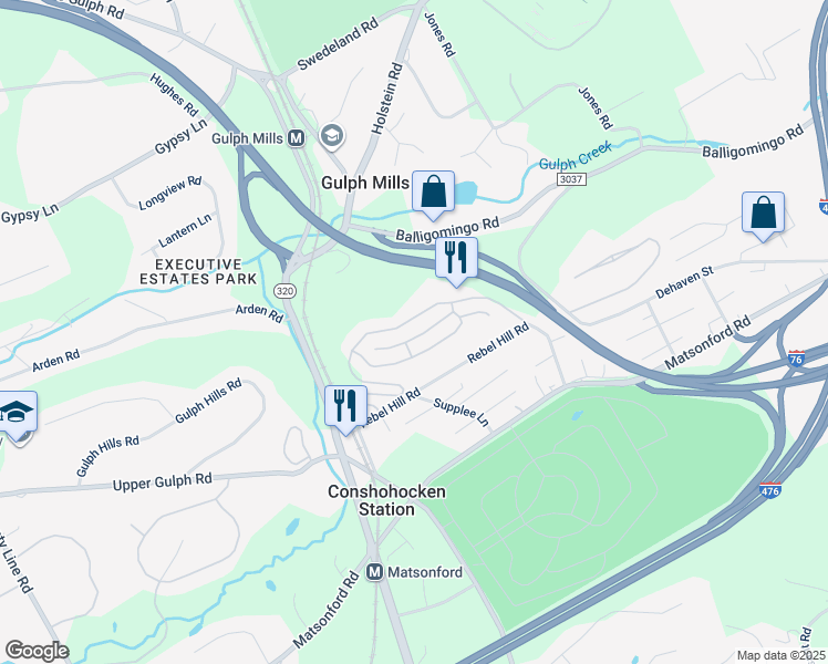 map of restaurants, bars, coffee shops, grocery stores, and more near 232 Lookout Place in Wayne