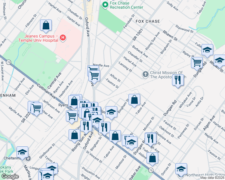 map of restaurants, bars, coffee shops, grocery stores, and more near 946 Oakmont Street in Philadelphia