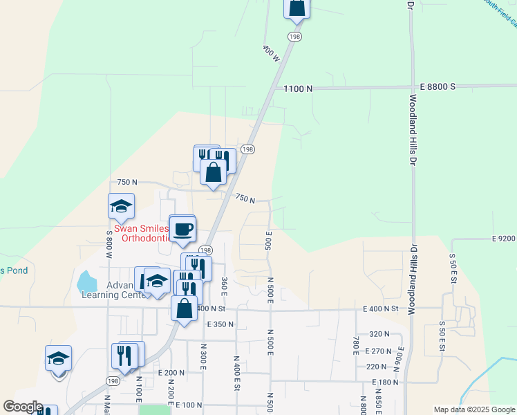 map of restaurants, bars, coffee shops, grocery stores, and more near 467 East 720 North in Salem