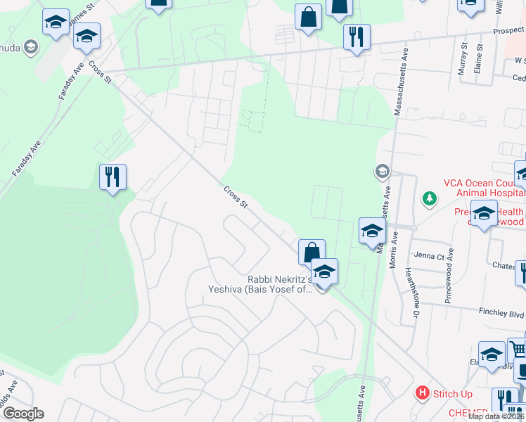 map of restaurants, bars, coffee shops, grocery stores, and more near 1 Eagle Ridge Circle in Lakewood