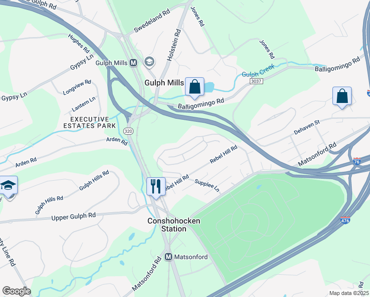 map of restaurants, bars, coffee shops, grocery stores, and more near 232 Lookout Place in Wayne