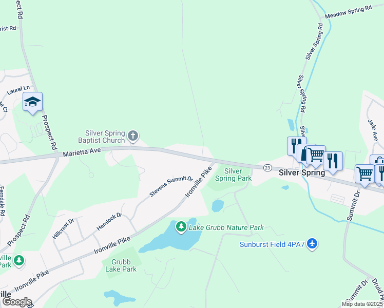 map of restaurants, bars, coffee shops, grocery stores, and more near 3917 Marietta Avenue in Columbia
