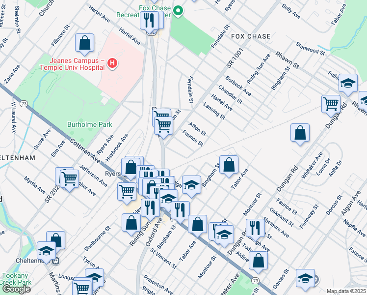 map of restaurants, bars, coffee shops, grocery stores, and more near 928 Oakmont Street in Philadelphia